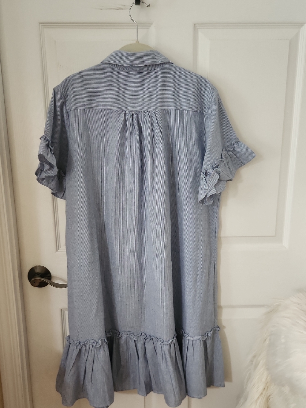 Striped Button-Down Ruffle Hem Dress - Picture 5 of 7